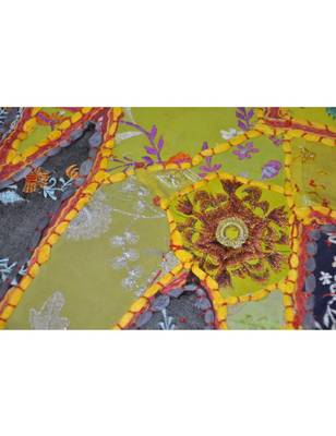 Lal Haveli Cotton Wall Hanging Tapestry Mirror Work Elephant patchwork 26 By 37 Inches 3