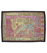 Lal Haveli Elephant Design wall Hanging Tapestry Mirror Embroidery Work 26 X 37 Inches