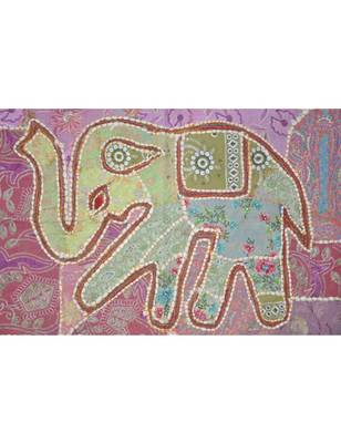 Lal Haveli Elephant Design wall Hanging Tapestry Mirror Embroidery Work 26 X 37 Inches 2