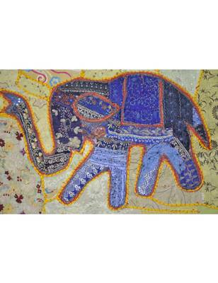 Lal Haveli Wall Hanging Embroidered Cotton Tapestry Mirror Work patchwork 27 By 38 Inches 2