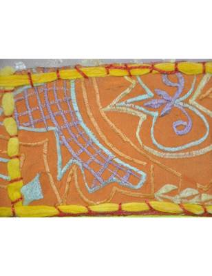 Lal Haveli Designer patchwork Mirror Work Embroidery Cotton Wall Hanging 25 By 30 Inches 3