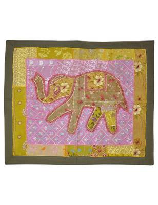 Lal Haveli Mirror Work patchwork Embroidery Ethnic Cotton Wall Hanging 26 By 31 Inches 1