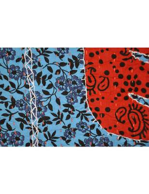 Cotton Wall Hanging Adorn Kantha Stitch patchwork Embriodery 40 X 58 Inches 2