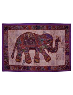 Ethnic Designer Traditional Embroidered Work Elephant Cotton Tapestry 1