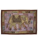 Rajasthani Wall Decorative Elephant Design Embroidered Wall Runner