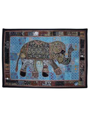 Elegant Handmade Sequin Embroidery Work Design Cotton Wall Runner 1