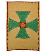 Lal Haveli Rajasthani Handmade Cotton Fabric Cross wall Hanging Tapestry 53 X 36 Inch