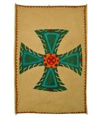 Lal Haveli Handmade Kantha Work Cotton Fabric Cross wall Hanging Home Decor 53 X 36 Inch