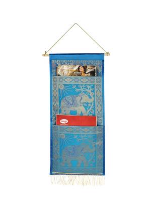 Lal Haveli Ethnic Elephant Design Home Decorative wall Hanging Turquoise Color 2 pocket Organiser 24 X 10 Inch 1