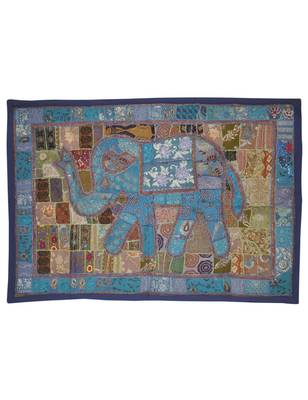 Indian Embroidery Design patchwork Handmade Elephant Work Cotton Wall Tapestry 1