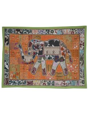 Traditional Elephant Work Embroidery Design Cotton patchwork Wall Hanging 1