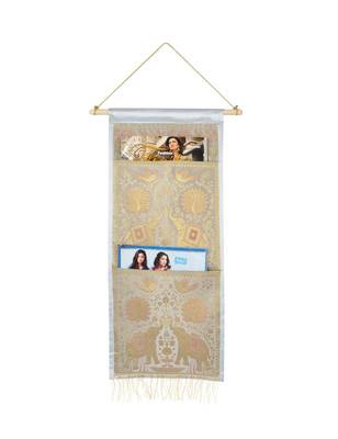Lal Haveli Ethnic Designer Elephant Design Magazine Holder 2 Pocket Grey Color 24 X 10 Inch Housewarming Gift 1