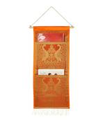 Lal Haveli Indian Elephant Design wall Hanging 2 pocket Orange Color 24 X 10 Inch
