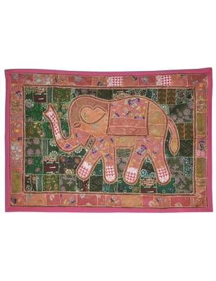 Handmade Elephant Work Embroidery Design wall Hanging 101 X 152 Cm 1