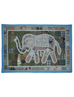 Embroidery Design patchwork Vintage Elephant Art Work Cotton Wall Tapestry 1