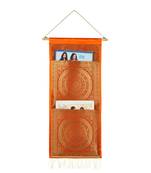 Lal Haveli Handmade Diningroom Decorative wall Hanging 2 pocket Orange Color 24 X 10 Inch