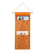 Lal Haveli Classic Design Magazine Holder 2 Pocket Orange Color 24 X 10 Inch Housewarming Gift
