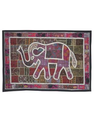 Rajasthani Handmade Elephant Work Cotton wall Hanging 101 X 152 Cm 1