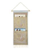 Lal Haveli Handmade Pecock Design Magazine Holder Home Decorative 2 Pocket Gray Color 24 X 10 Inch