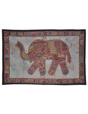 Traditional Home Decorative Elephant Work Design Vintage Cotton wall Hanging 1