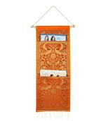 Lal Haveli Ethnic Handmade Elephant Design Office Supplies Storage Two Pocket Orange Color 24 X 10 Inch