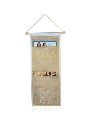 Lal Haveli Traditional Peacock Design wall Hanging 2 pocket Grey Color 24 X 10 Inch Housewarming Gift 1