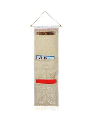 Lal Haveli Living Room Decorative Elephant Design wall Hanging 3 pocket White Color 34 X 10 Inch 1