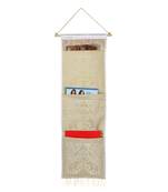 Lal Haveli Living Room Decorative Elephant Design wall Hanging 3 pocket White Color 34 X 10 Inch