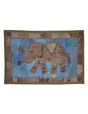 Traditional Designer Embroidered patchwork Cotton Wall Hanging Tapestry 1