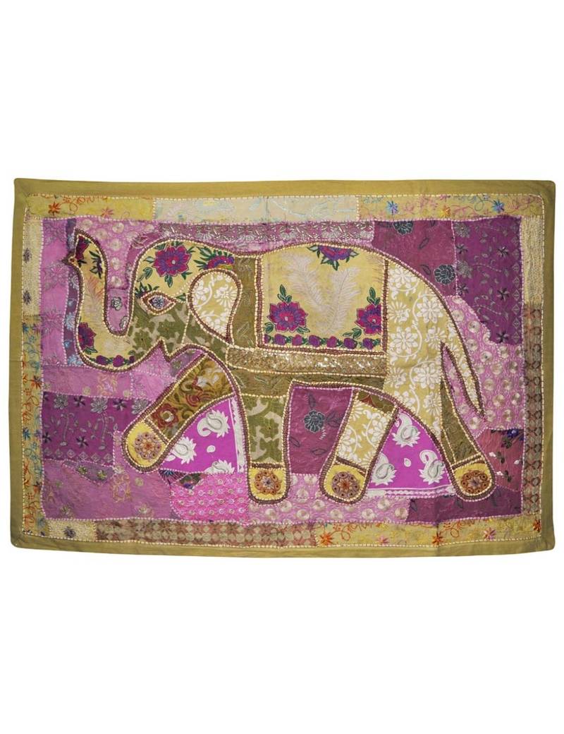 Traditional Embroidery patchwork Design Elephant Work Cotton Wall Hanging