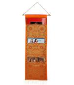 Lal Haveli Handmade Office Supplies Storage Box 3 Pocket Orange Color 34 X 10 Inch