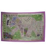 Vintage Handcrafted Embroidery Design Elephant Art Work Hanging Wall Tapestry