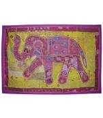Embroidered Design Handmade Indian Elephant Art Wall Decorative Tapestry