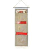 Lal Haveli Home Decor Indian Peocock Design wall Hanging 3 pocket Grey Color 34 X 10 Inch