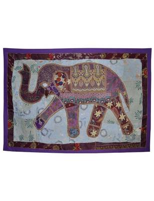Ethnic Decorative Embroidered Wall Decor Elephant Work Cotton Tapestry 1