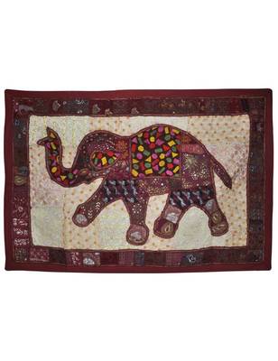 Indian Traditional Design Sequin And patchwork Design Elephant Wall Hanging 1