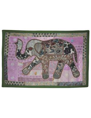 Elephant Art Work Traditional Design Embroidery patchwork Wall Hanging 1
