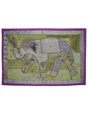 Indian Elephant Work wall Hanging Decorative Embroidery Design Tapestry 1