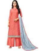 Peach & Grey Chanderi Women's Palazzo Suit