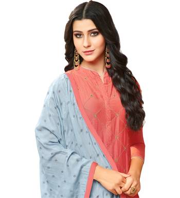 Peach & Grey Chanderi Women's Palazzo Suit 2
