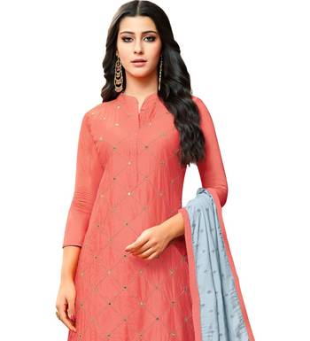 Peach & Grey Chanderi Women's Palazzo Suit 3