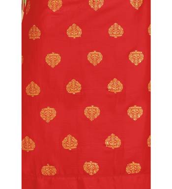 Red & Cream Satin Cotton Foil Print Women's Dress Material 4