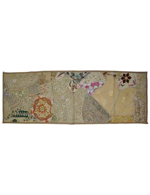 Wall Hanging Sequins Beads Mirrors Zari Silk Embroidery patchwork 20 X 60 Inches 1