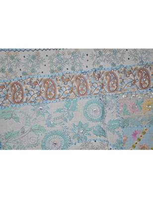 Wall Hanging Sequins Beads Mirrors Zari Silk Embroidery patchwork 20 X 60 Inches 2
