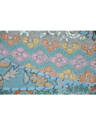 Wall Hanging Sequins Beads Mirrors Zari Silk Embroidery patchwork 20 X 60 Inches 3