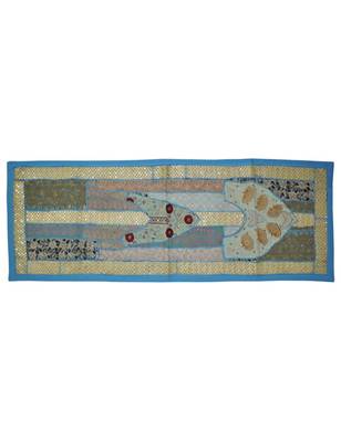 Wall Hanging Sequins Beads Mirrors Zari Silk Embroidery patchwork 20 X 60 Inches 1
