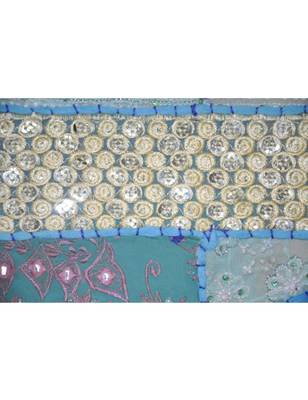 Wall Hanging Sequins Beads Mirrors Zari Silk Embroidery patchwork 20 X 60 Inches 3