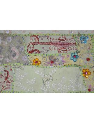 Wall Hanging Sequins Beads Mirrors Zari Silk Embroidery patchwork 20 X 60 Inches 2