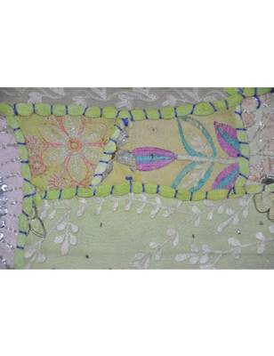 Wall Hanging Sequins Beads Mirrors Zari Silk Embroidery patchwork 20 X 60 Inches 3