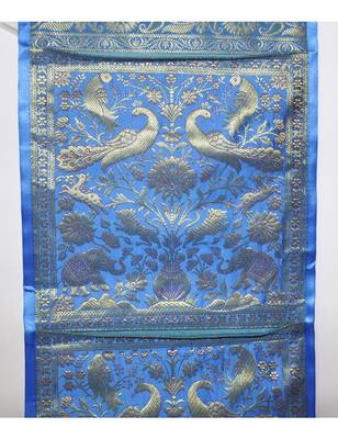 Lal Haveli Two pocket Silk wall Hanging For Home Decor 25 X 10 Inches 4